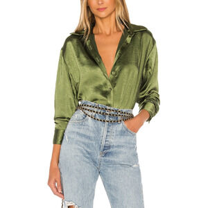 Lovers And Friends 'Salina' Green Satin Top Size S